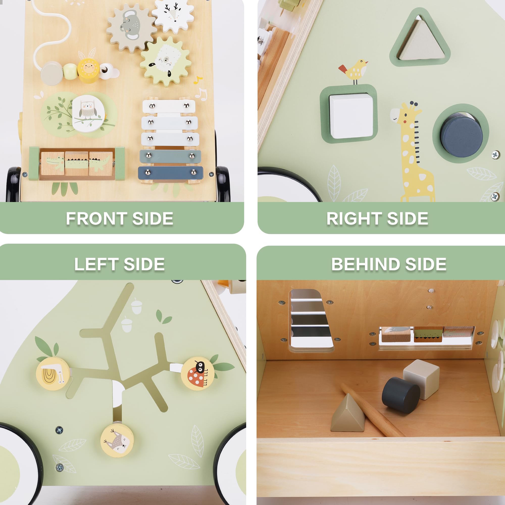 BPMFKID wooden walker mute rubber wheels reduce noise and protect floors.