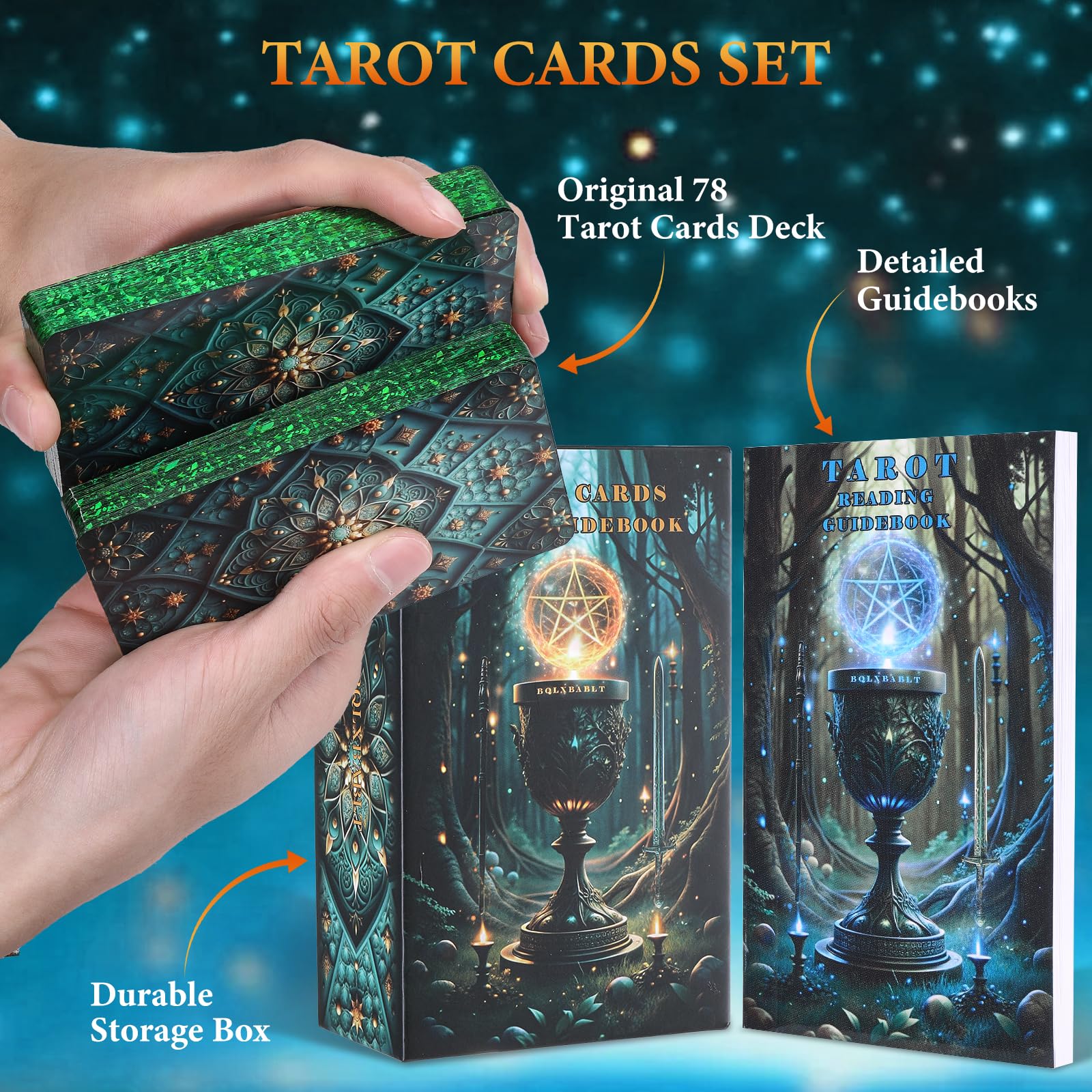 BQLXBABLT tarot deck with green gold edges for luxury and durability