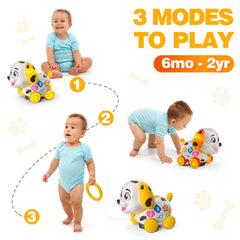 BQU Puppy moves with lights, entertaining movement that invites crawling.