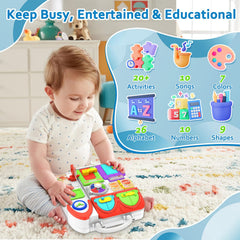 BQU Busy Board with baby songs stimulates musical awareness during play.