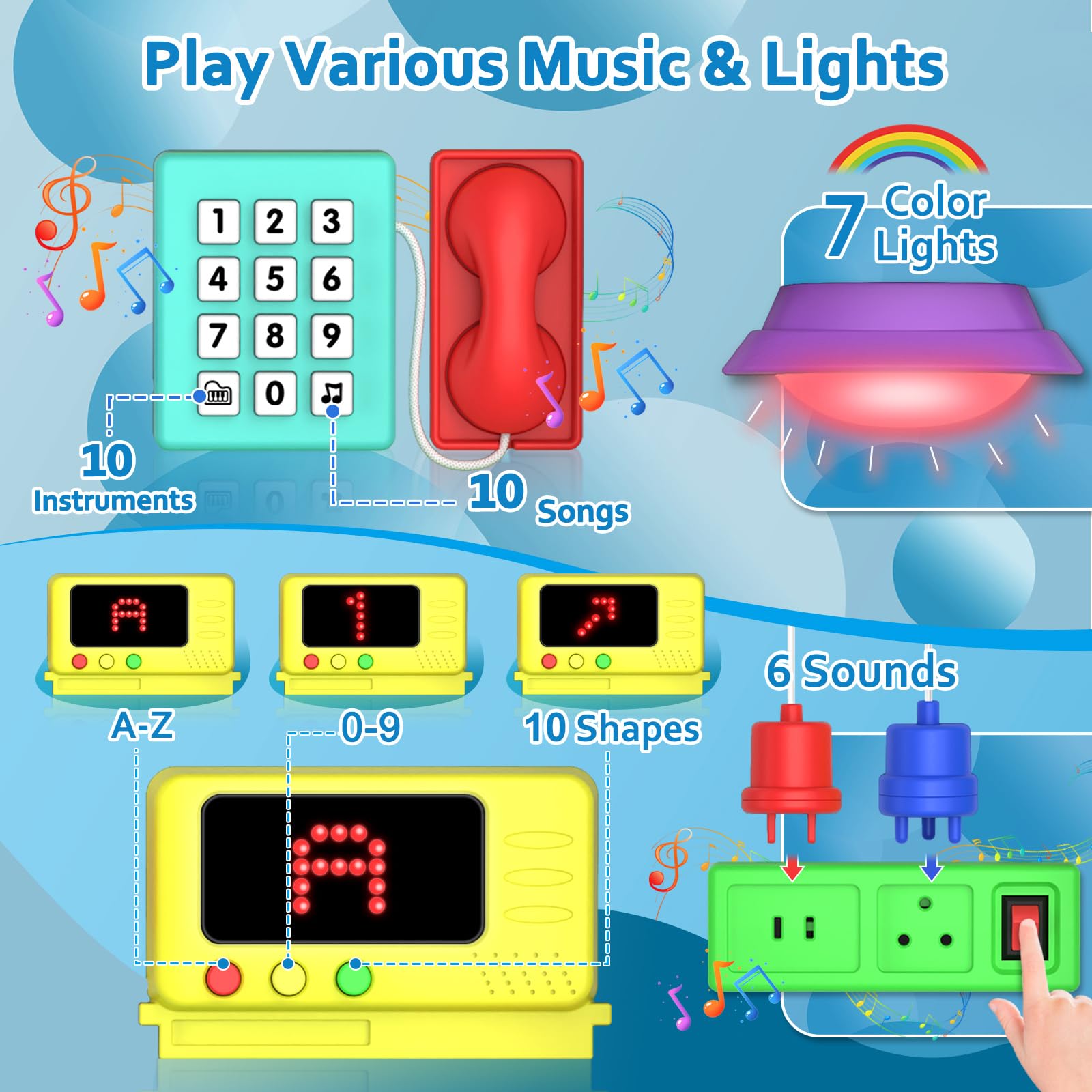 BQU Busy Board features colorful lights to attract attention and spark curiosity during play.
