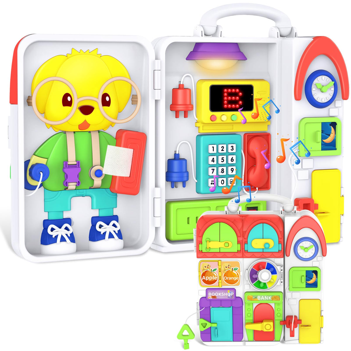 BQU Toddler Busy Board with instrument sounds encourages hands-on exploration.