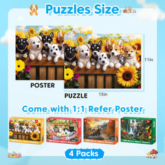 Bractowa 4-Pack brown bears puzzle with large pieces for easy grip and shared play