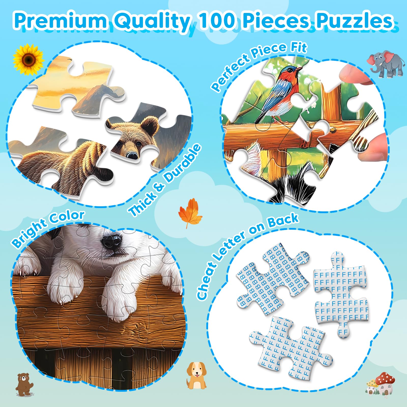 Bractowa elephants puzzle with interlocking pieces for durable, long-lasting use
