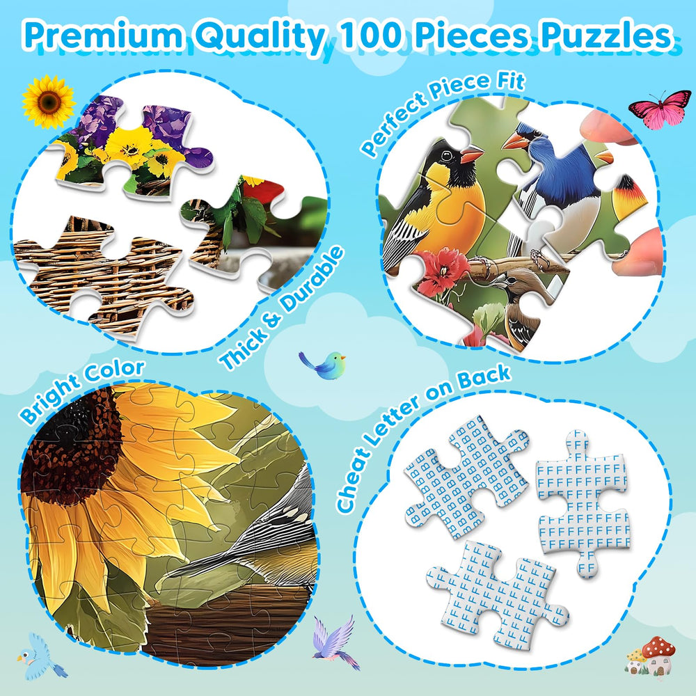 Bractowa 4-Pack puzzle hummingbirds with detailed pieces for focused assembly.