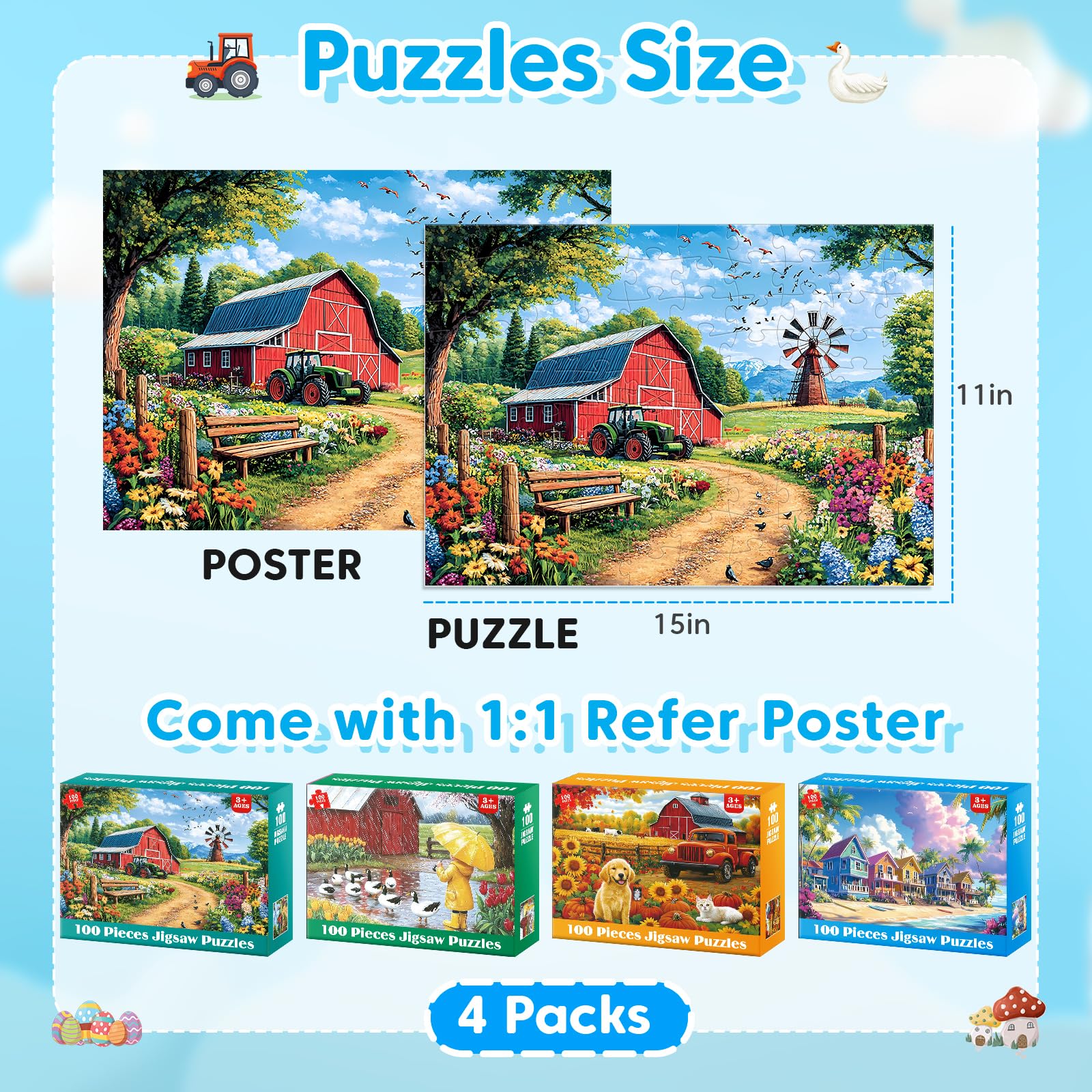 Bractowa Autumn Farm 100-piece puzzle promotes cooperative problem solving