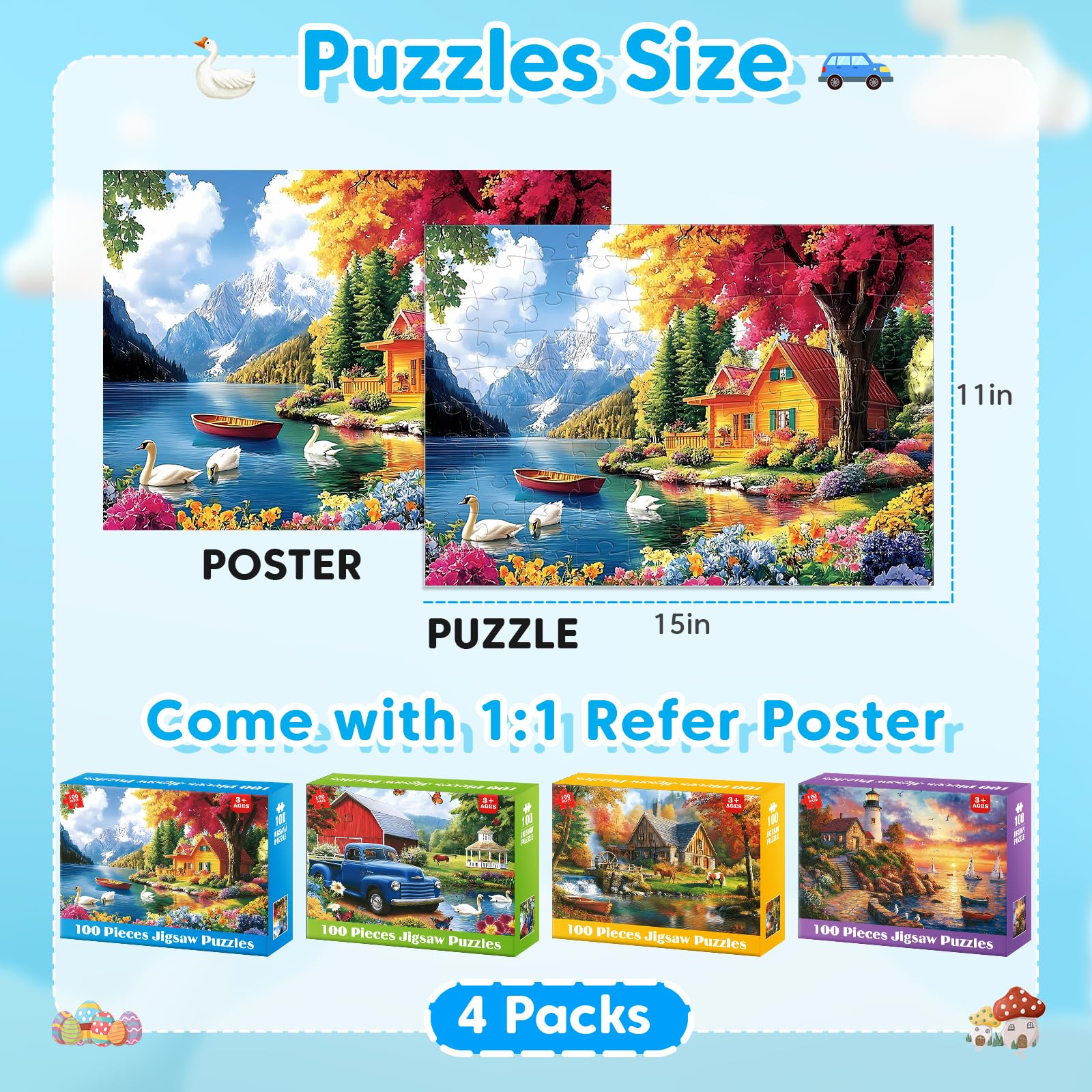 Bractowa Autumn Forest Cabin puzzle with easy handling large pieces