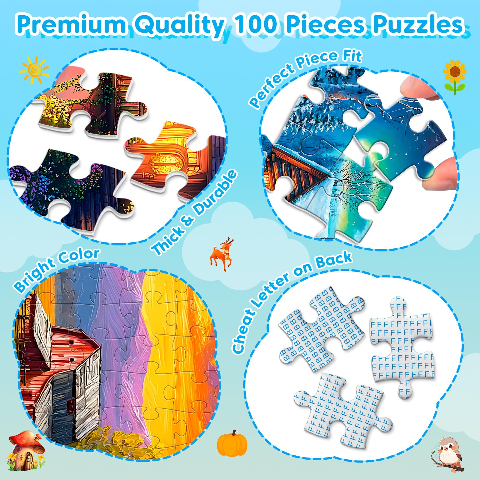 Bractowa Harvest Season 100-piece puzzle promotes mindful, cheerful learning.
