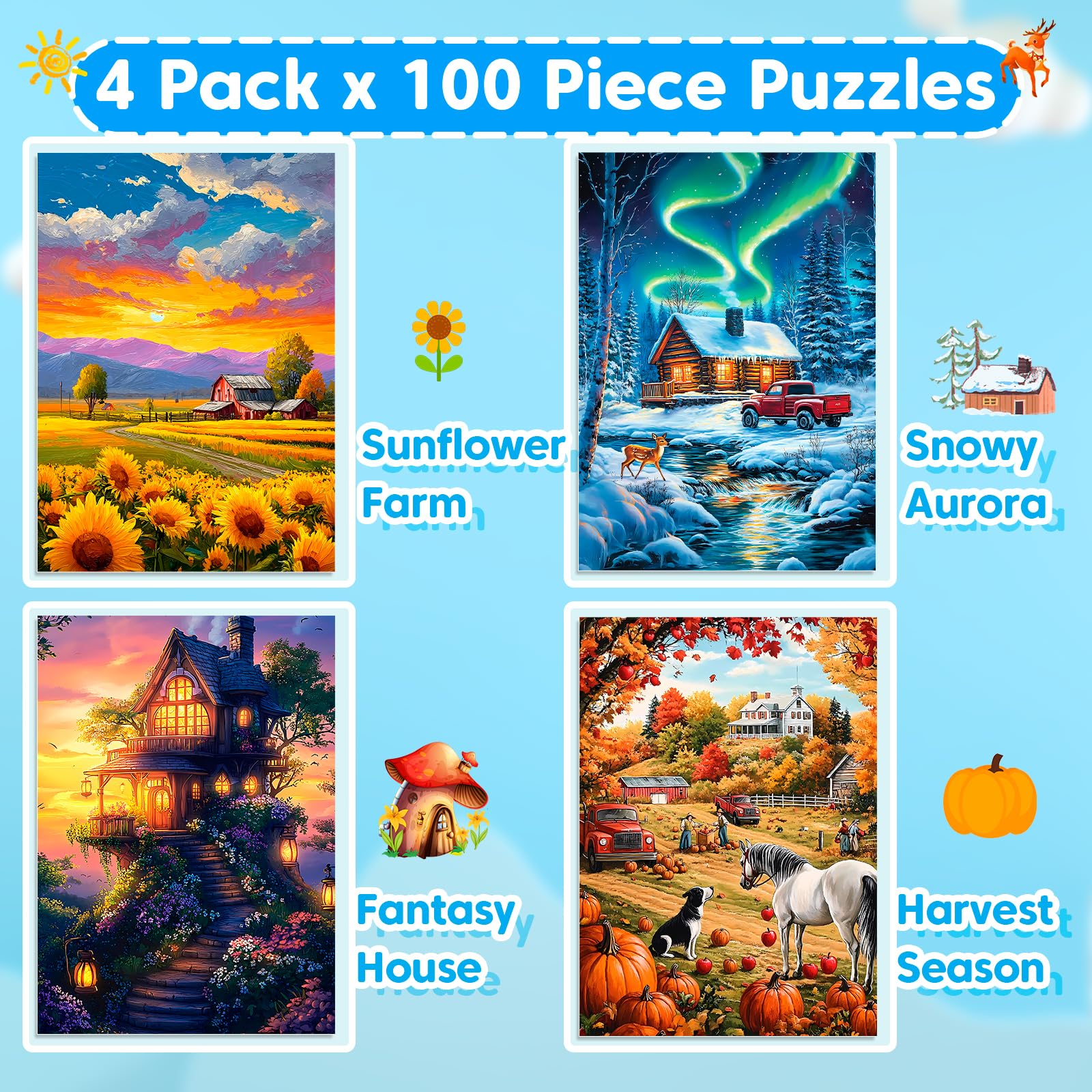 Bractowa Snowy Aurora 100-piece puzzle for cozy winter evenings.