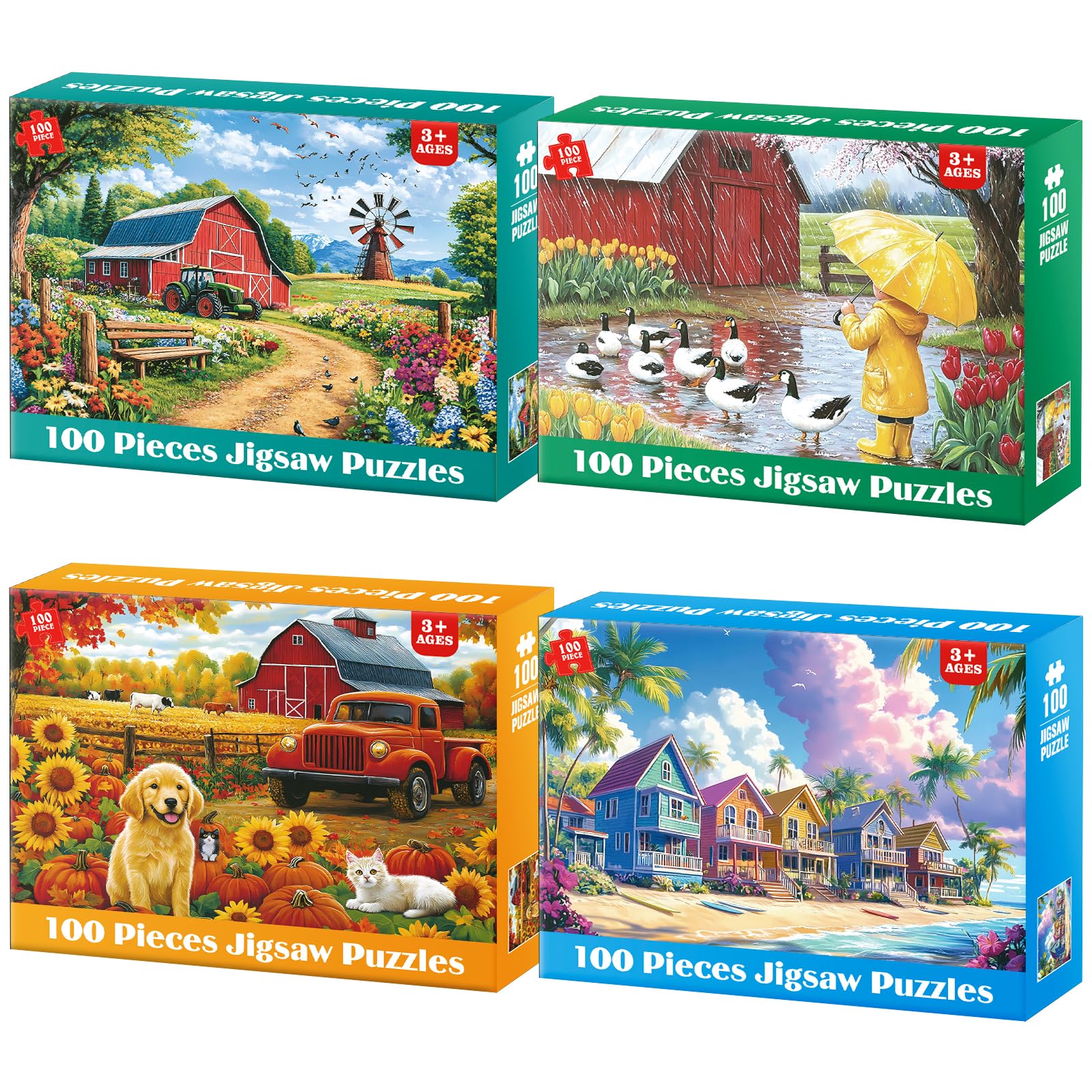 Bractowa Spring Farm 100-piece puzzle for family bonding and bright learning