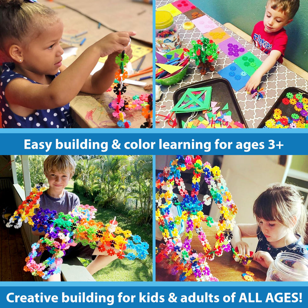 Brain Flakes flower-build demonstrates creative STEM construction with colorful pieces.