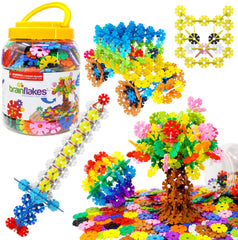 Brain Flakes storage jar with 500 discs keeps play tidy and portable.
