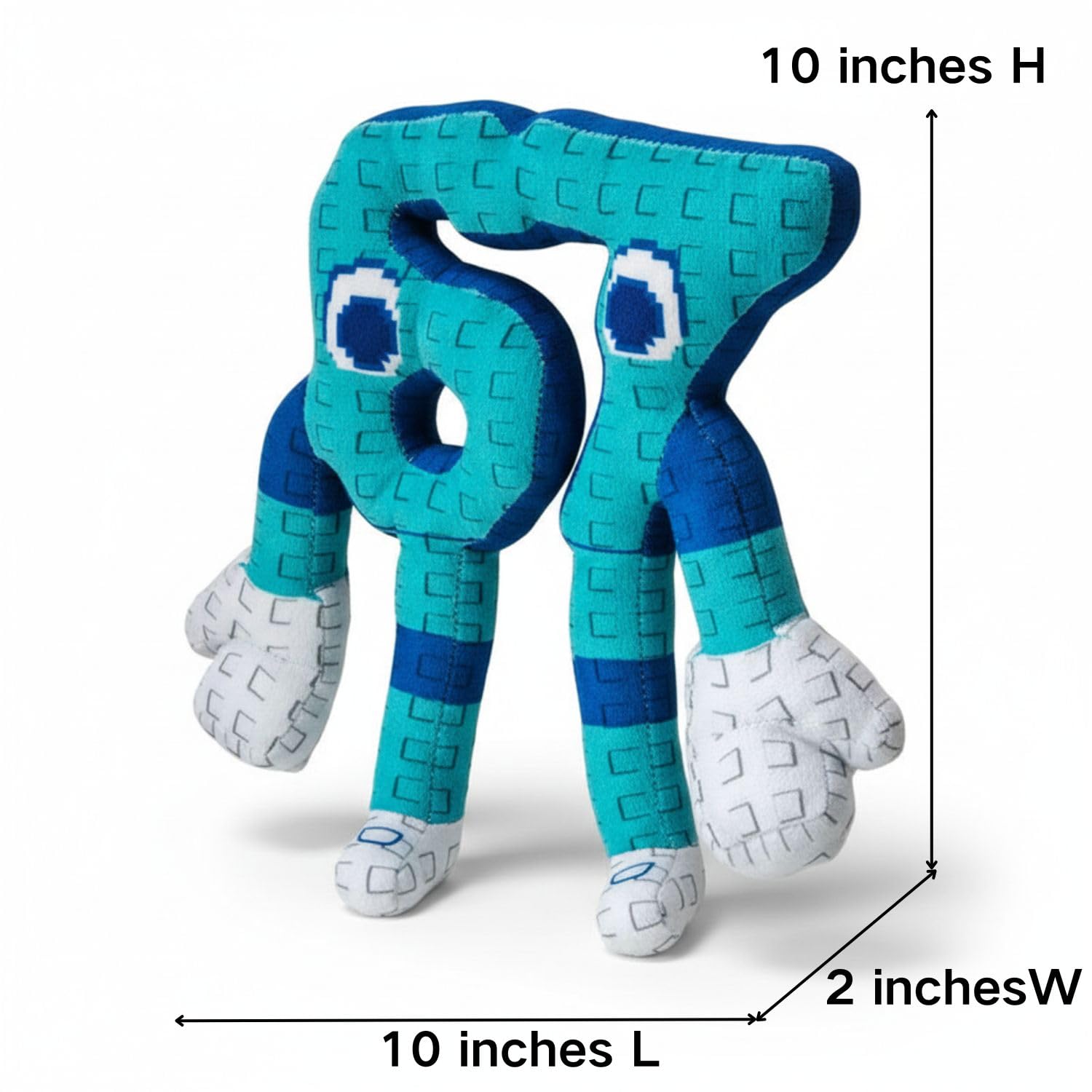 Brainrot 67 blue plush back view, compact travel-friendly size