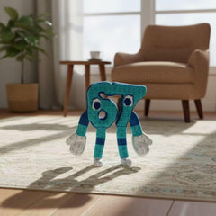 Brainrot 67 blue plush fabric detail, ultra-soft texture