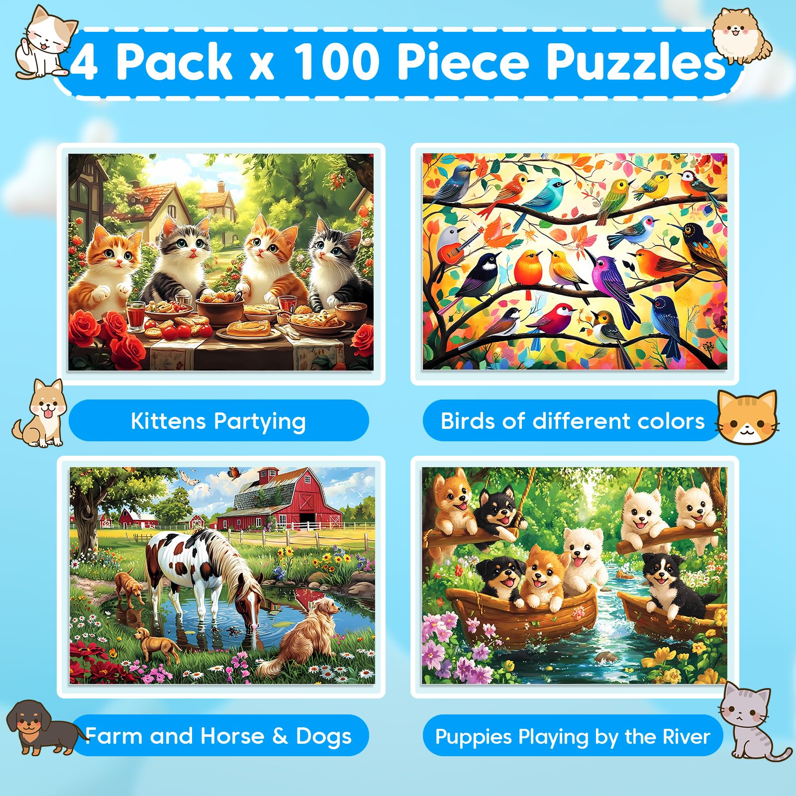 BraniacBits birds of different colors puzzle — vibrant hues boost visual recognition for kids