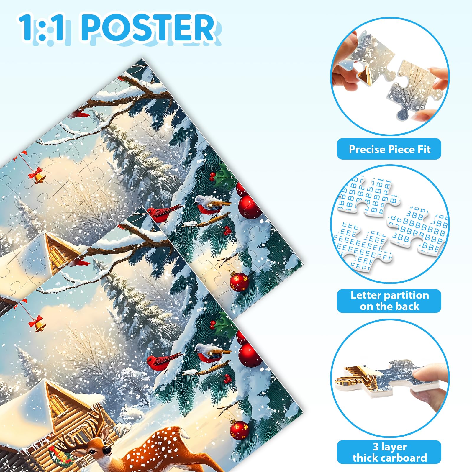 BraniacBits winter scene puzzle, cozy and glare-free visuals