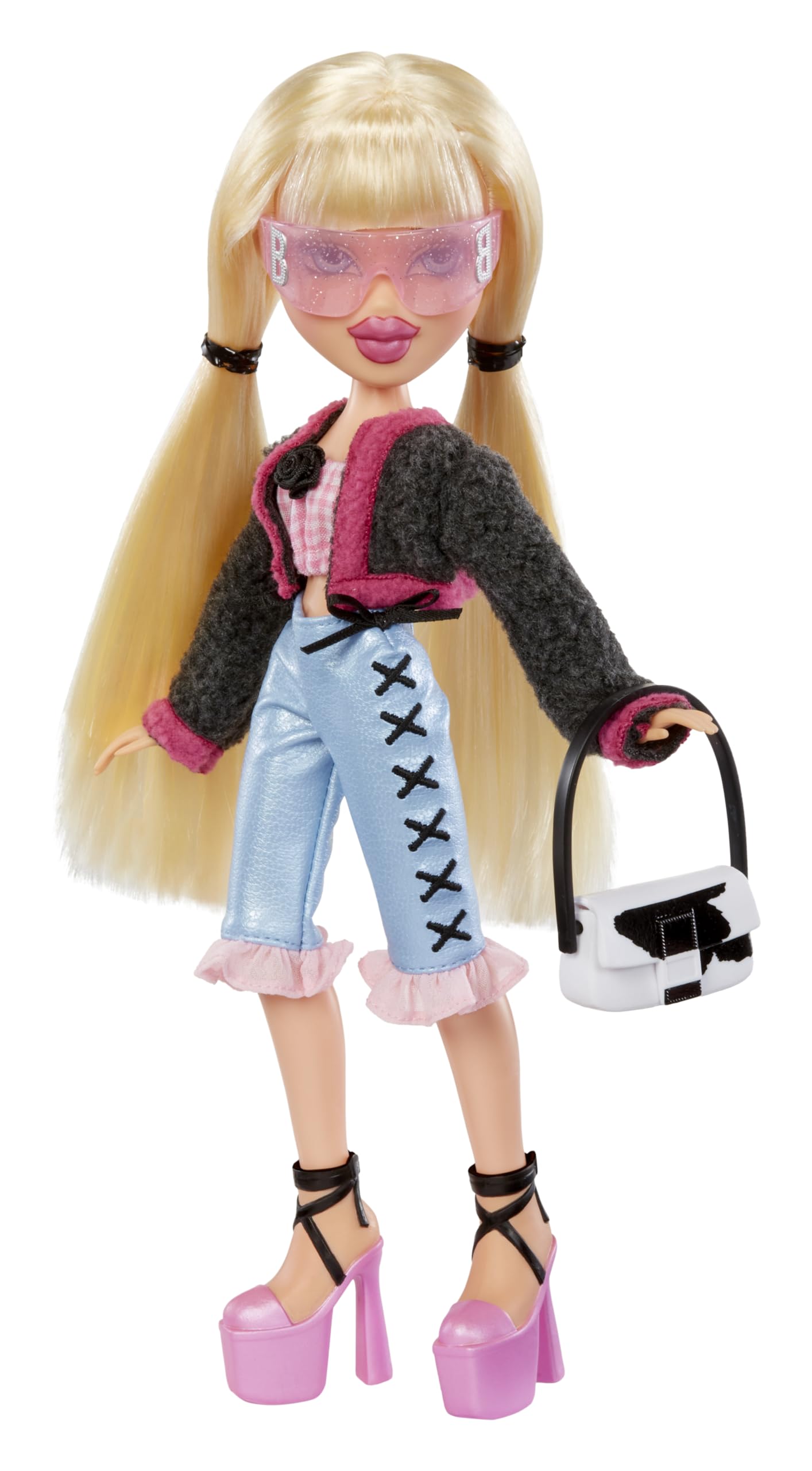 Bratz Goin’ Out Cloe vinyl capris showcase edgy texture and style.