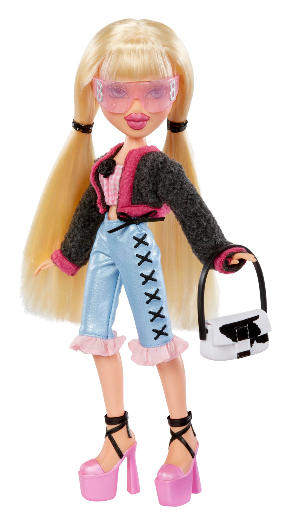 Bratz Goin’ Out Cloe vinyl capris showcase edgy texture and style.