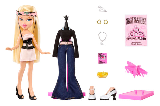 Bratz Regina pink dress with floral back brace for cinema-inspired fashion