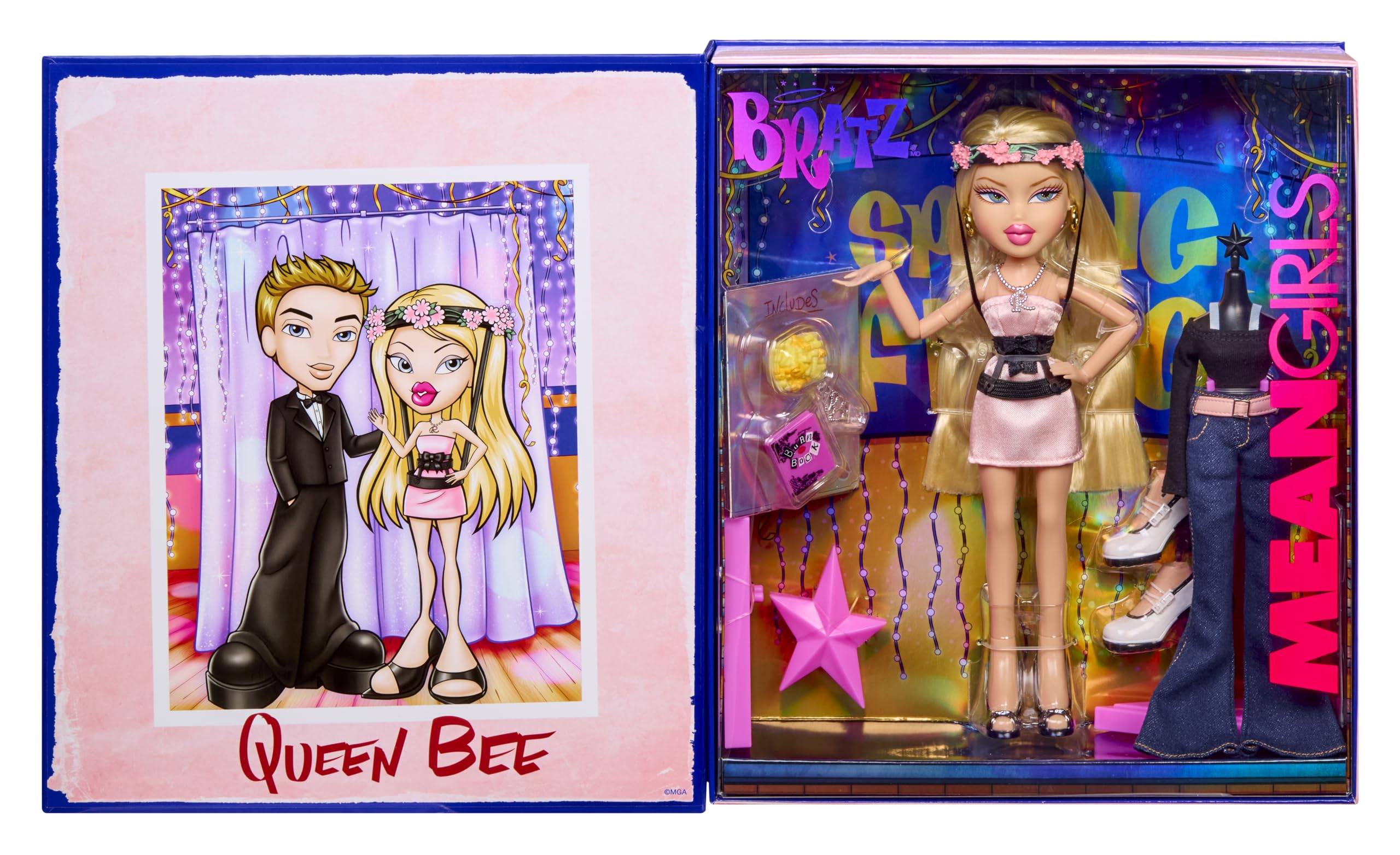 Bratz Regina Spring Fling pink dress with floral back brace for display