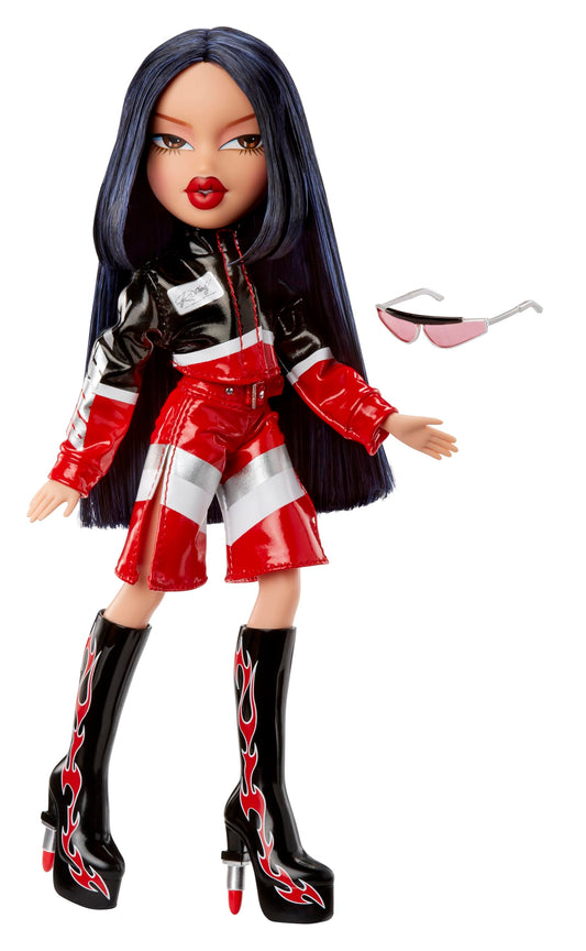 Bratz Scorchin Jade wearing a red jacket showcasing bold moto-inspired fashion