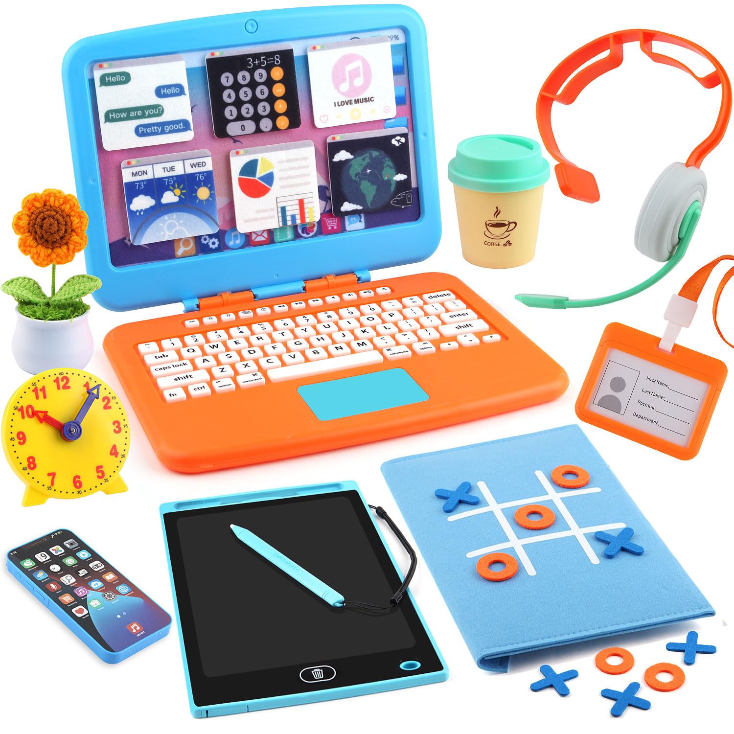 Bravilan pretend office laptop with clickable keys supports imaginative roleplay.