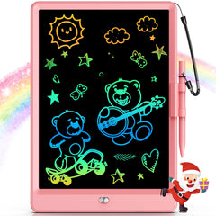 Bravokids 10-inch LCD writing tablet pink front view for creative drawing anywhere.