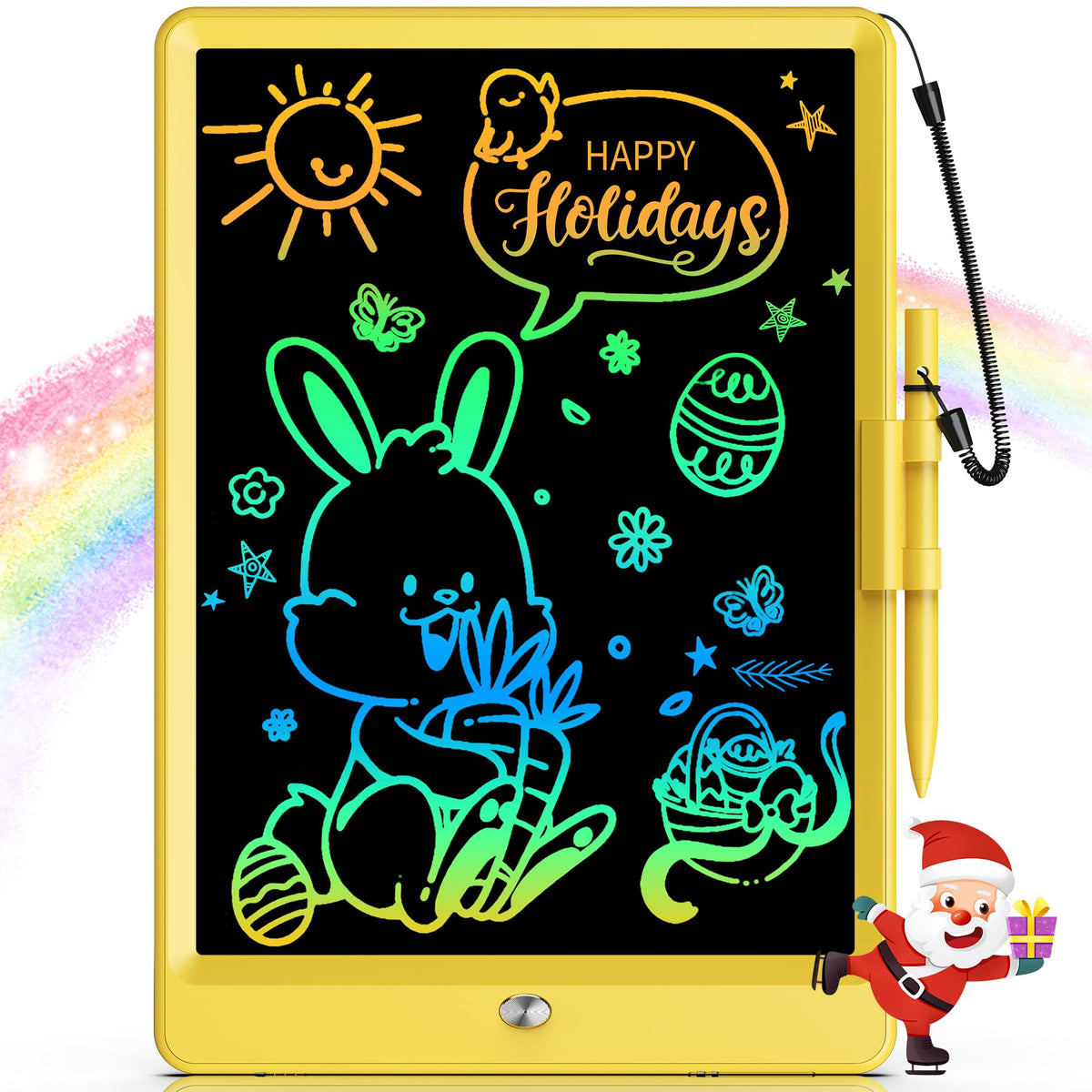 Bravokids 10-inch LCD writing tablet screen offers vibrant colors for safe, creative doodling.