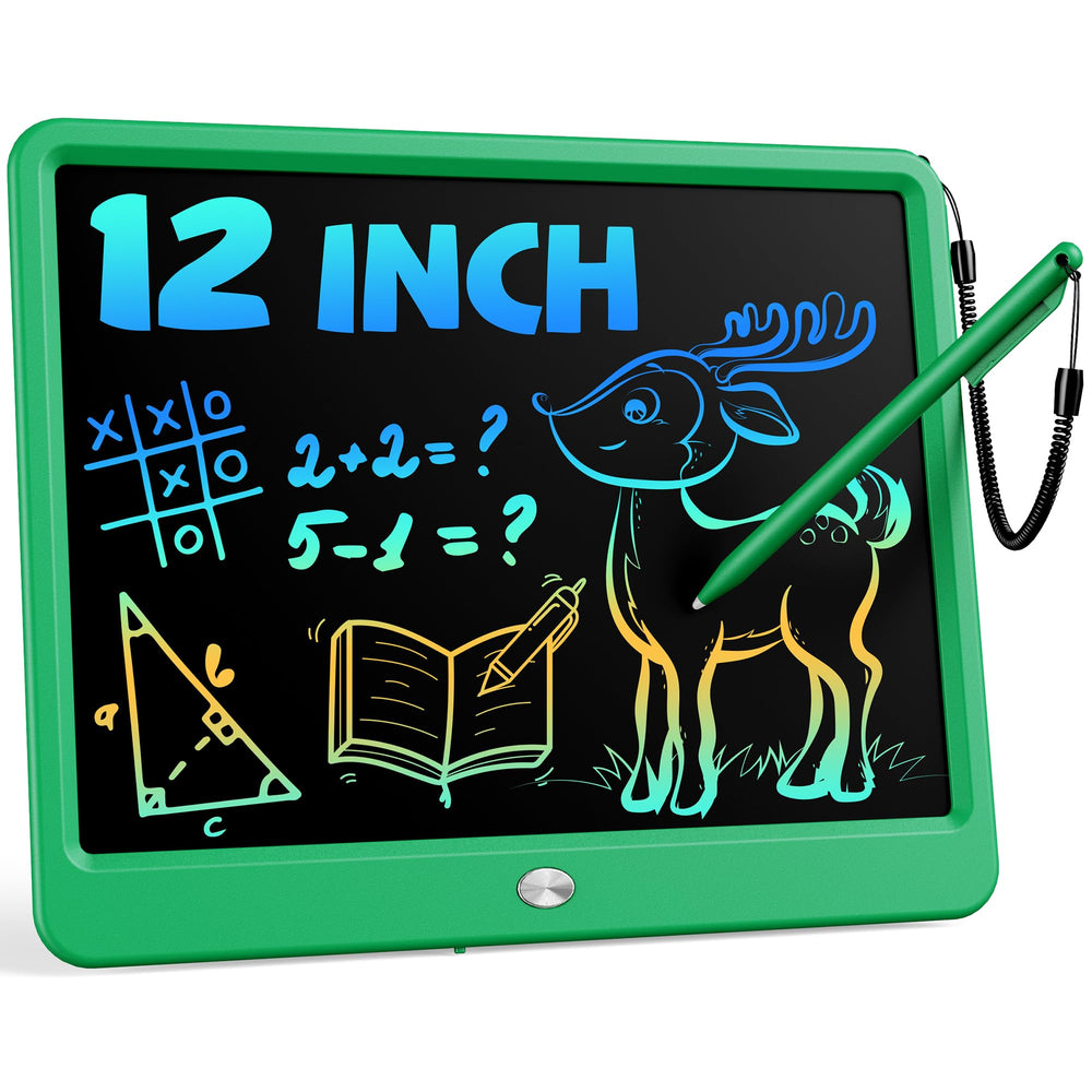 Bravokids 12-inch LCD writing tablet front view for mess-free drawing on the go.