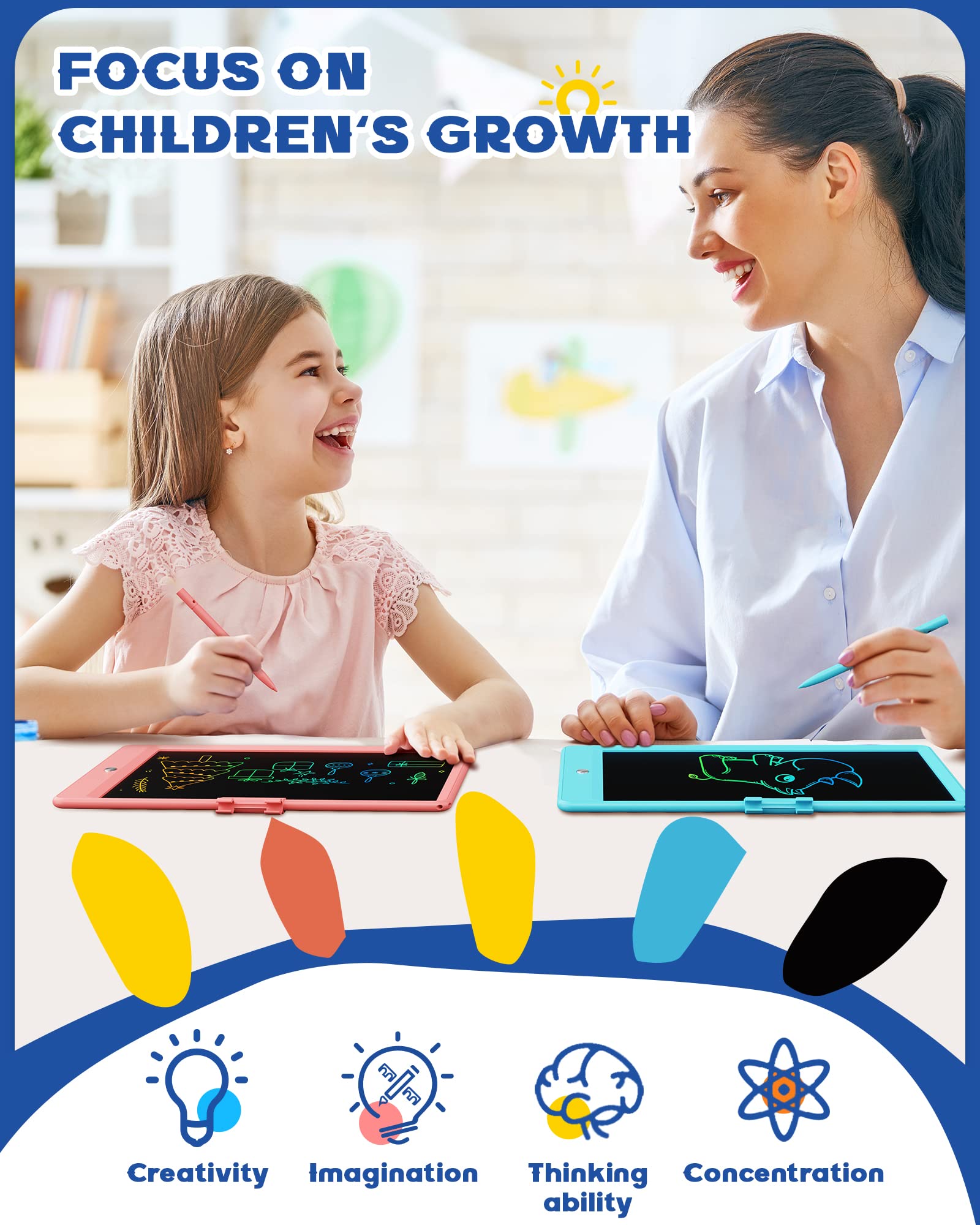 Bravokids doodle board erase button for quick clearing of drawings.
