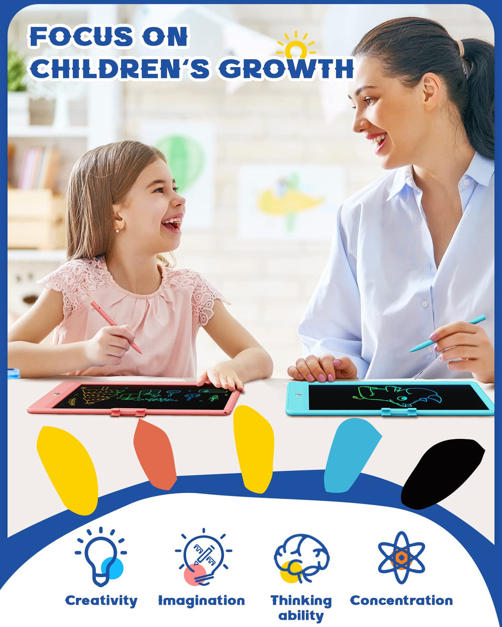 Bravokids doodle board erase button for quick clearing of drawings.