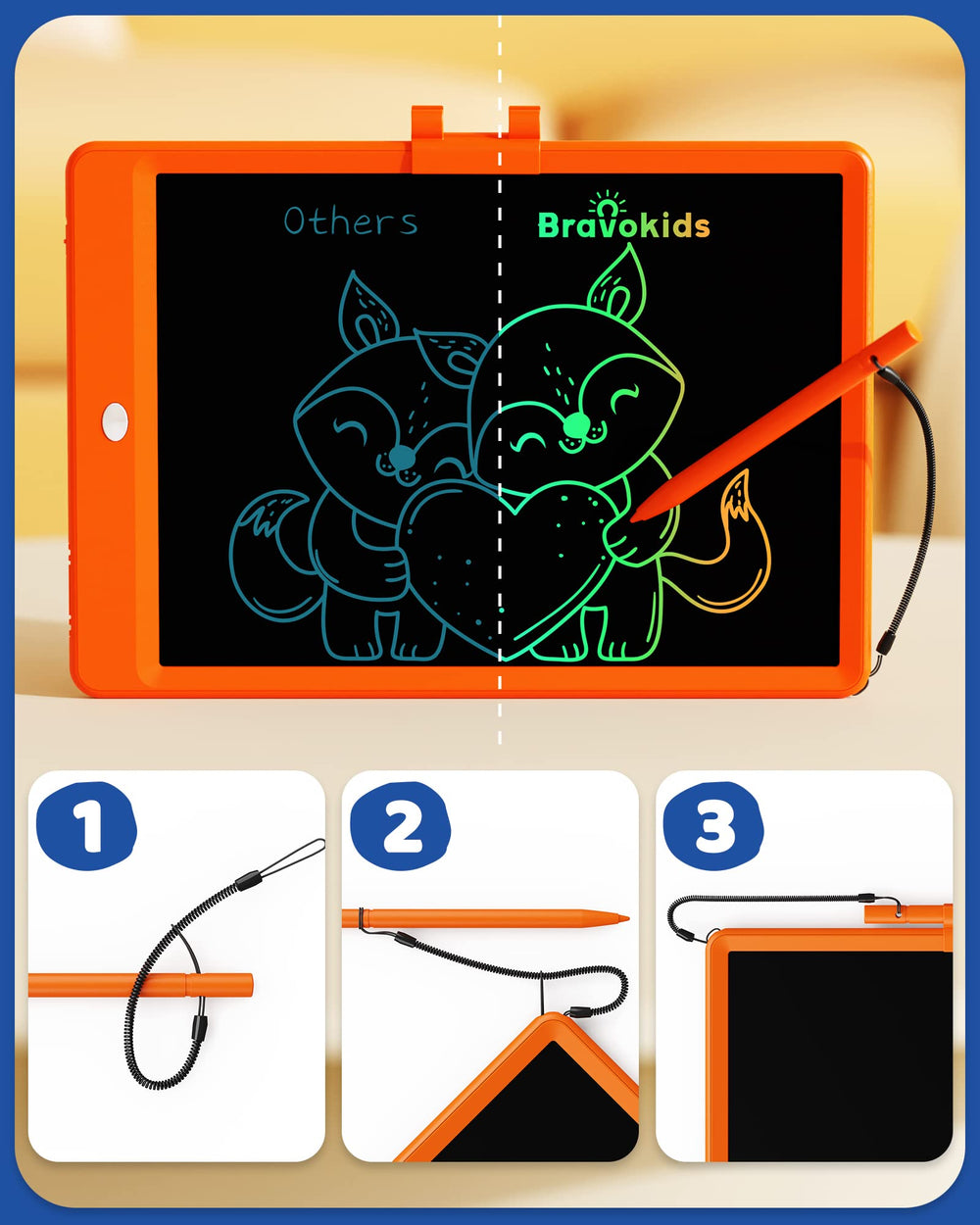 Bravokids doodle board showcased in a compact kid-friendly on-the-go design.
