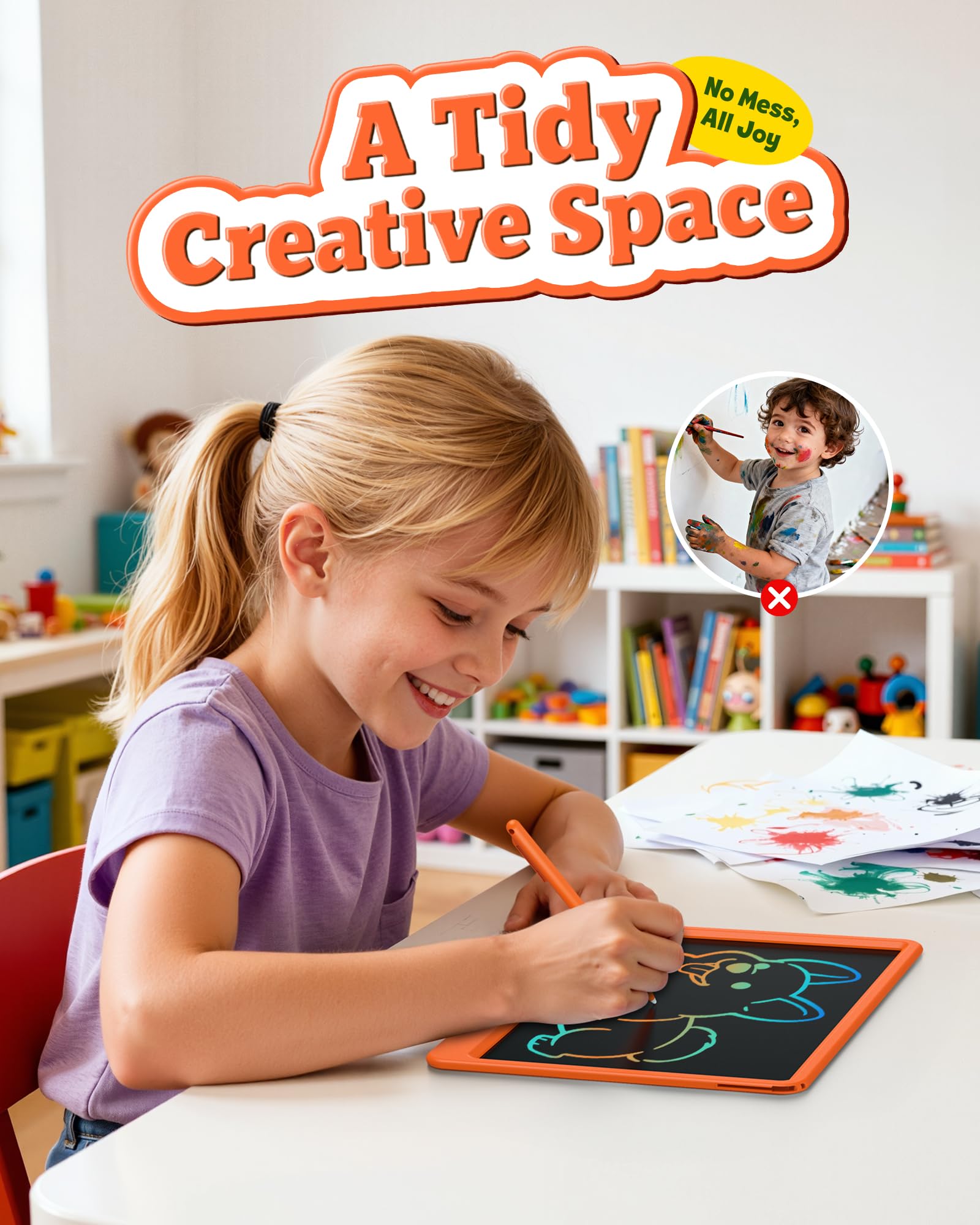 Bravokids Doodle Pad 12in Orange open pad showing large drawing area.