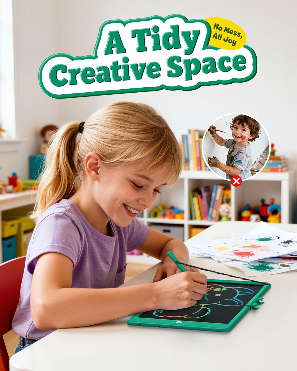 Bravokids Doodle Pads 10 Inch Dark Green closeup edge detail