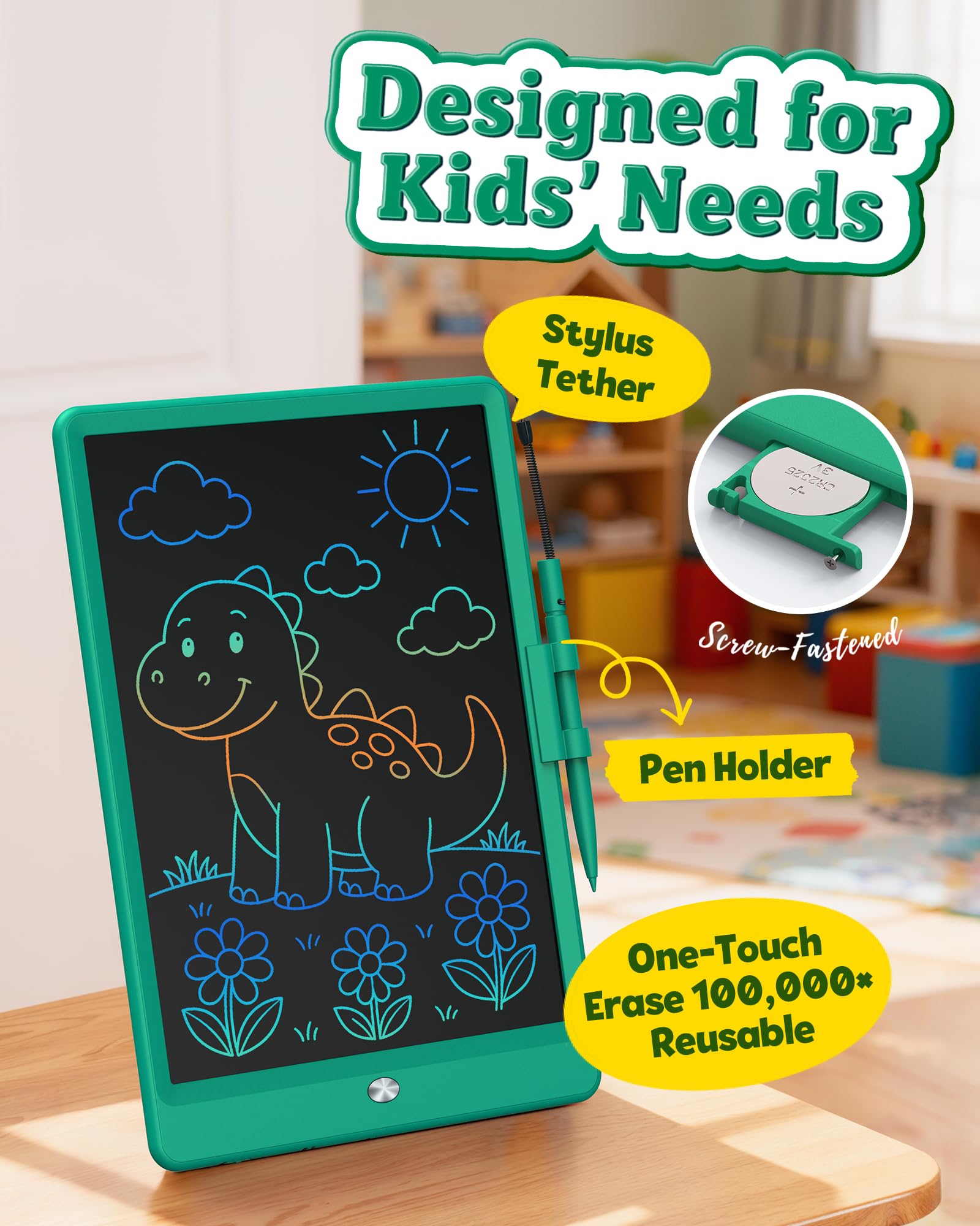 Bravokids Doodle Pads 10 Inch Dark Green in-use child drawing session