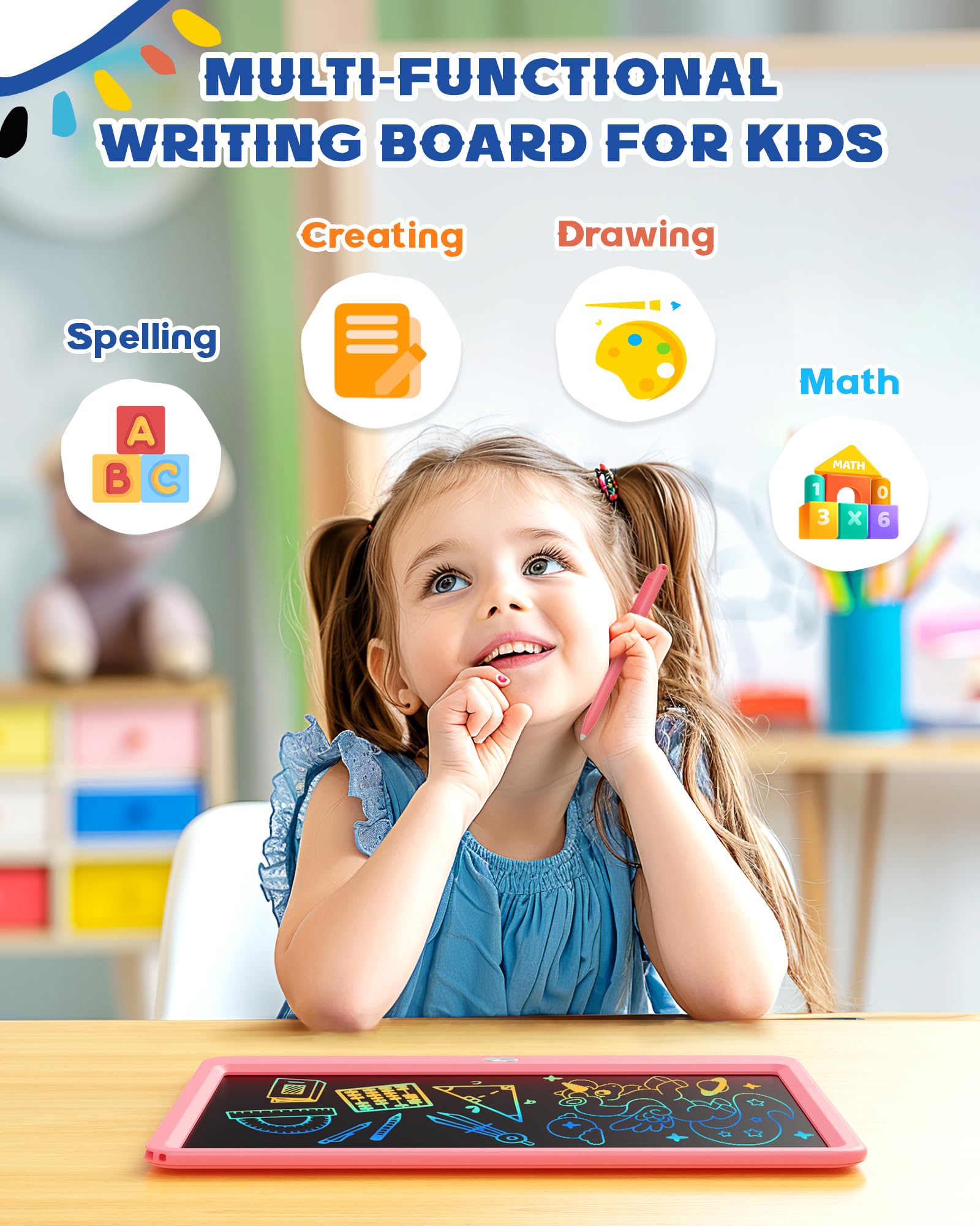Bravokids device showing the erase button and save lock key for artwork protection