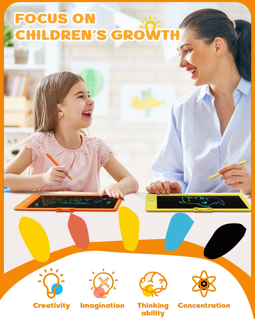 Bravokids portable 150 g drawing pad fits in bags for travel and school.