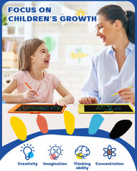 Bravokids portable drawing tablet weighs about 150 grams for travel.