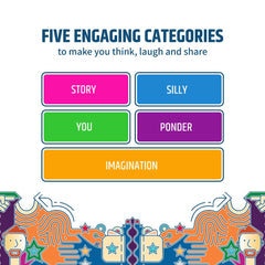 Hypothetically Fun five categories visible guide play: Silly, You, Ponder, Imagination, Story