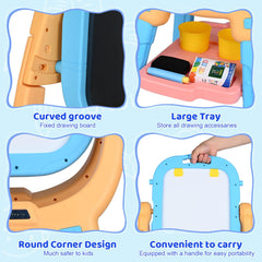 Breibowski detachable trays and folding design simplify storage after art time.