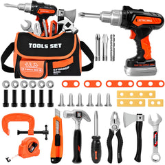 Breibowski kids tool bag open for portable play and easy cleanup.
