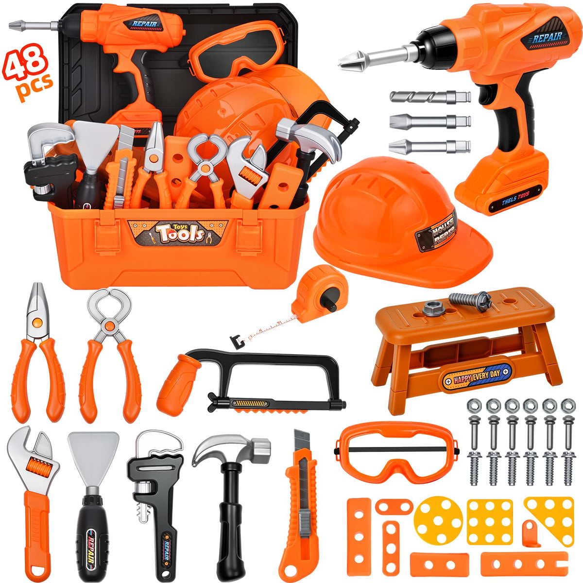 Breibowski Realistic drill set with sound boosts imaginative play and fine motor skills.
