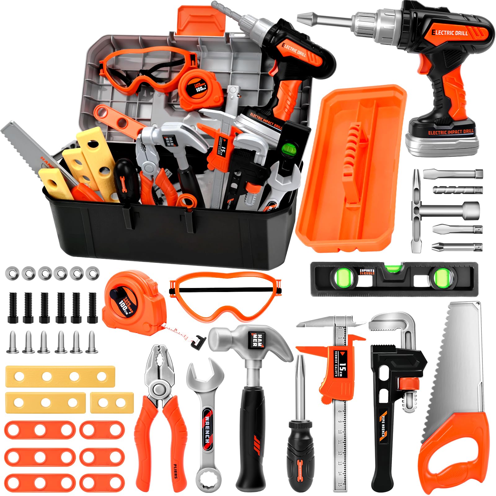 Breibowski Toddler Tool Set drill in action for safe pretend play and fine motor practice.