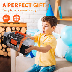 Breibowski portable toolbox keeps pieces organized with a secure latch.