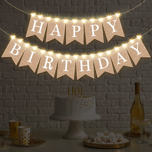 Breling burlap birthday banner flag for rustic party decor
