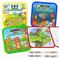 Bresdim Water Painting Book ABC Theme reveals bright colors with water for mess-free play.