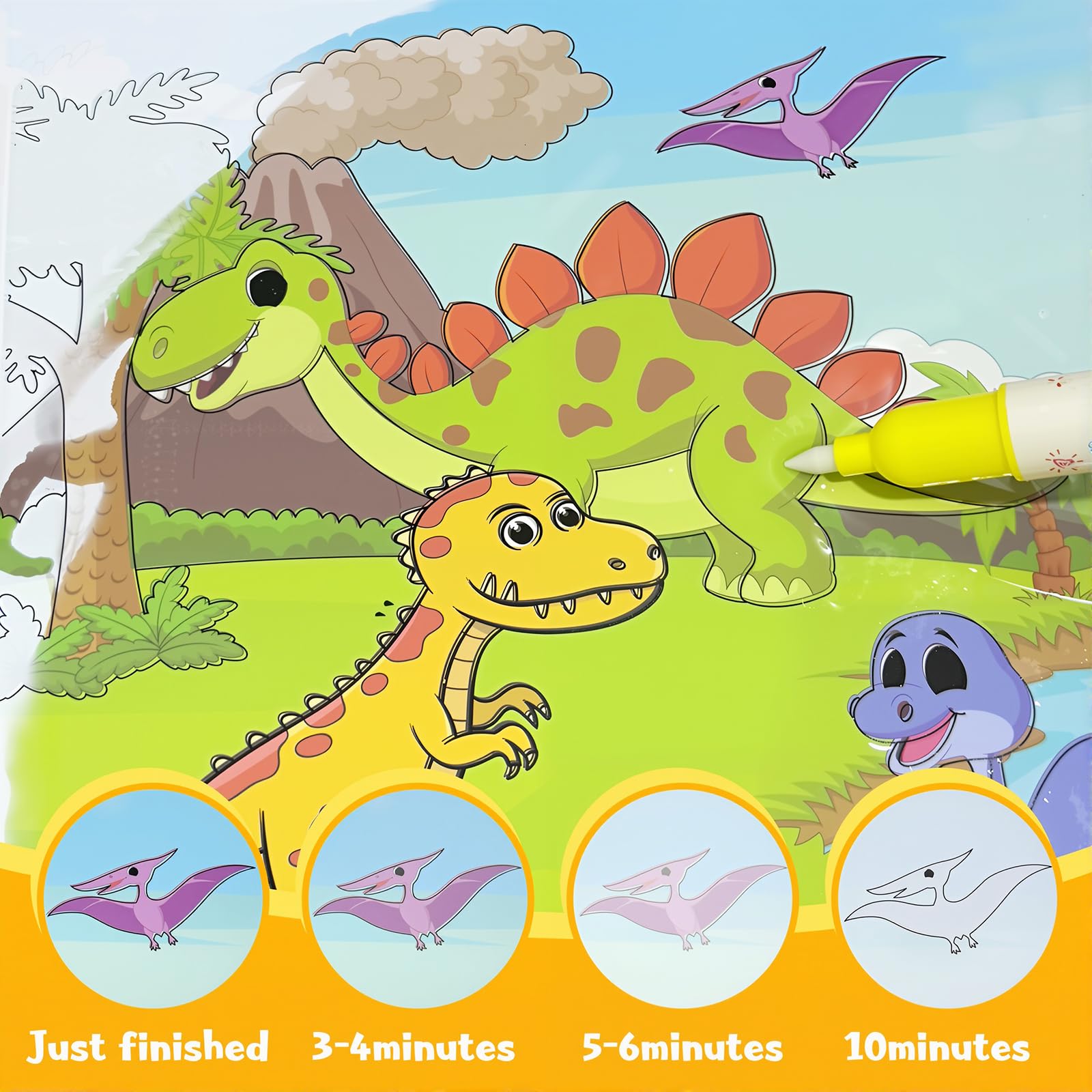 Bresdim Dinosaur Theme Water Painting Book inspires imaginative, mess-free drawing sessions.