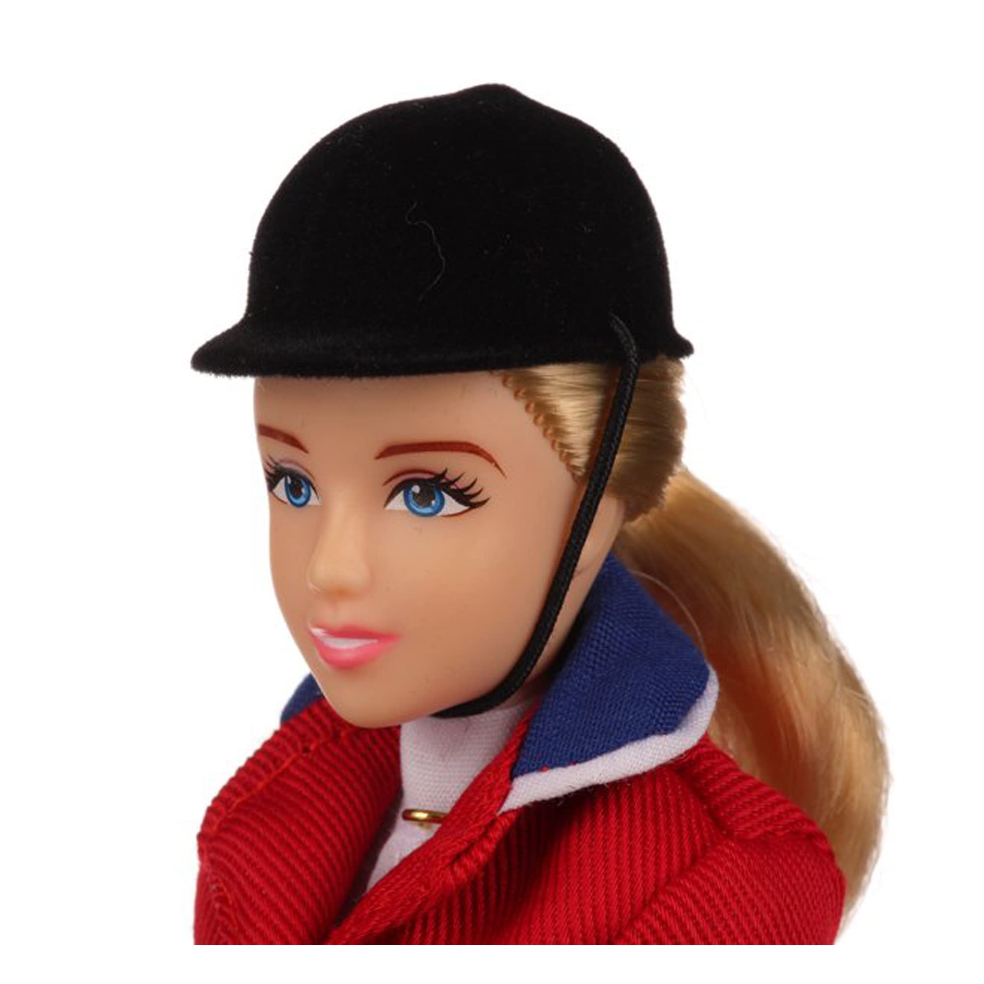 Breyer Brenda riding gear with hunt cap and boots, ready for display or pretend riding