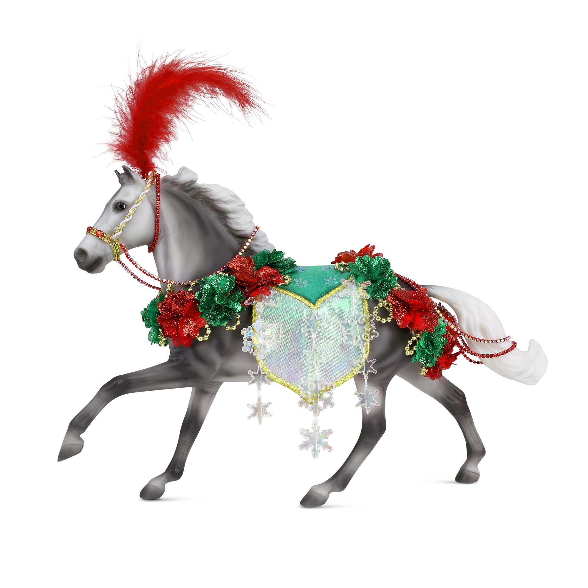 Breyer Christmas in Bloom horse, 1:9 scale, front view, ready to display.