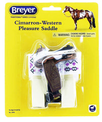Breyer Cimarron blanket with diamond pattern complements the saddle for show-ready detail.